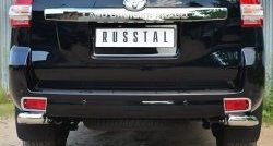 Защита заднего бампера (Ø76 мм уголки, нержавейка) SLITKOFF Toyota Land Cruiser Prado  J150 (2013-2017) 1-ый рестайлинг