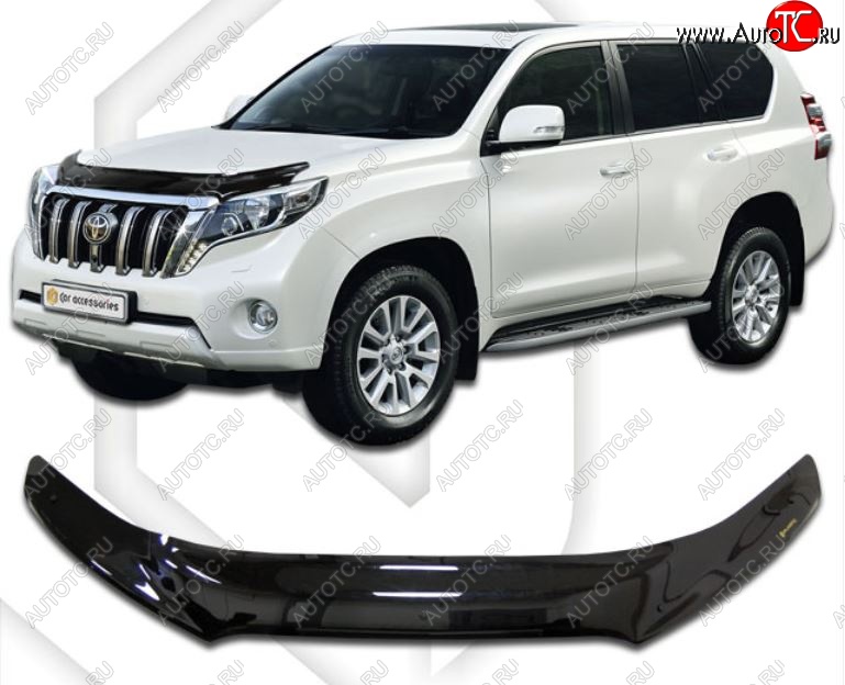 2 379 р. Дефлектор капота CA-Plastiс Toyota Land Cruiser Prado J150 1-ый рестайлинг (2013-2017) (Classic черный, Без надписи)  с доставкой в г. Майкоп