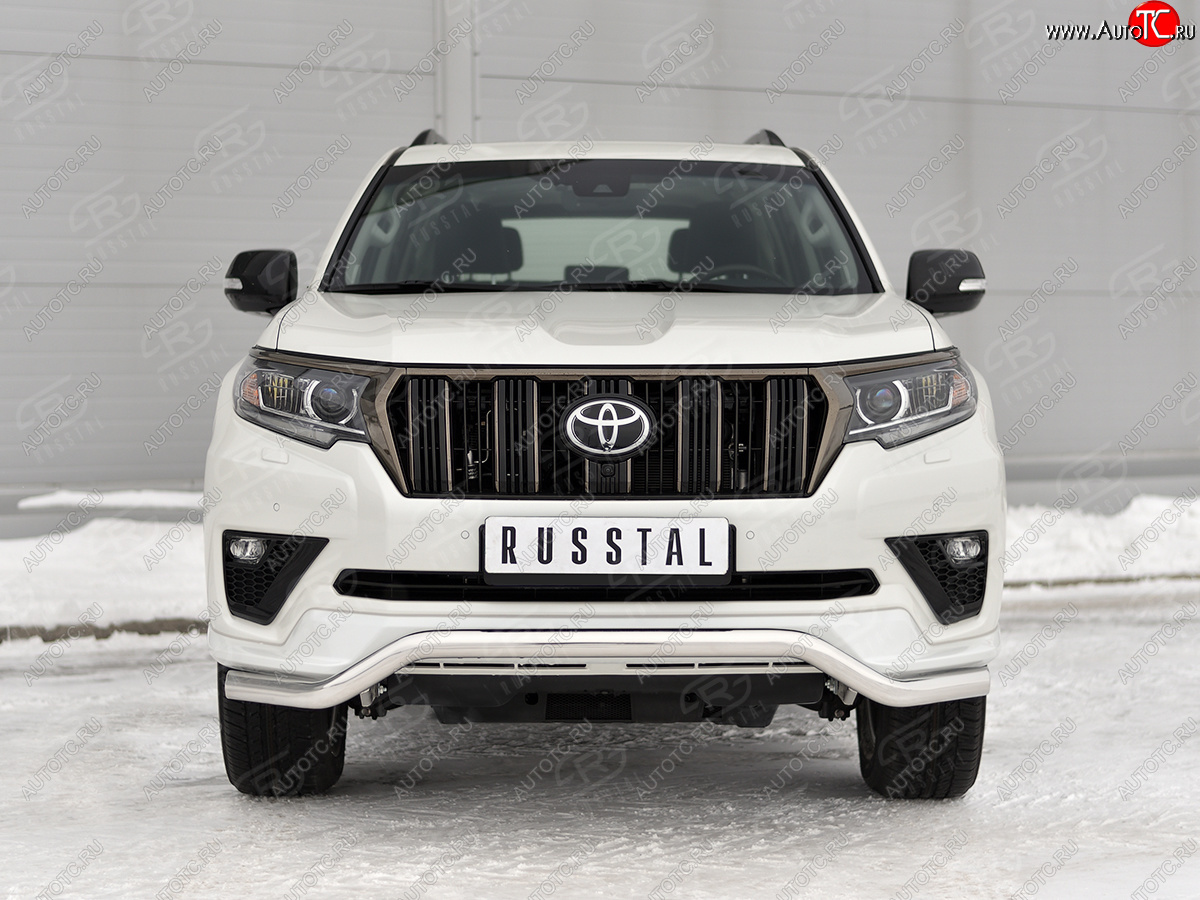 17 799 р. Защита переднего бампера (Ø63 мм волна, нержавейка, BLACK ONYX) SLITKOFF Toyota Land Cruiser Prado J150 3-ий рестайлинг (2020-2025)  с доставкой в г. Майкоп