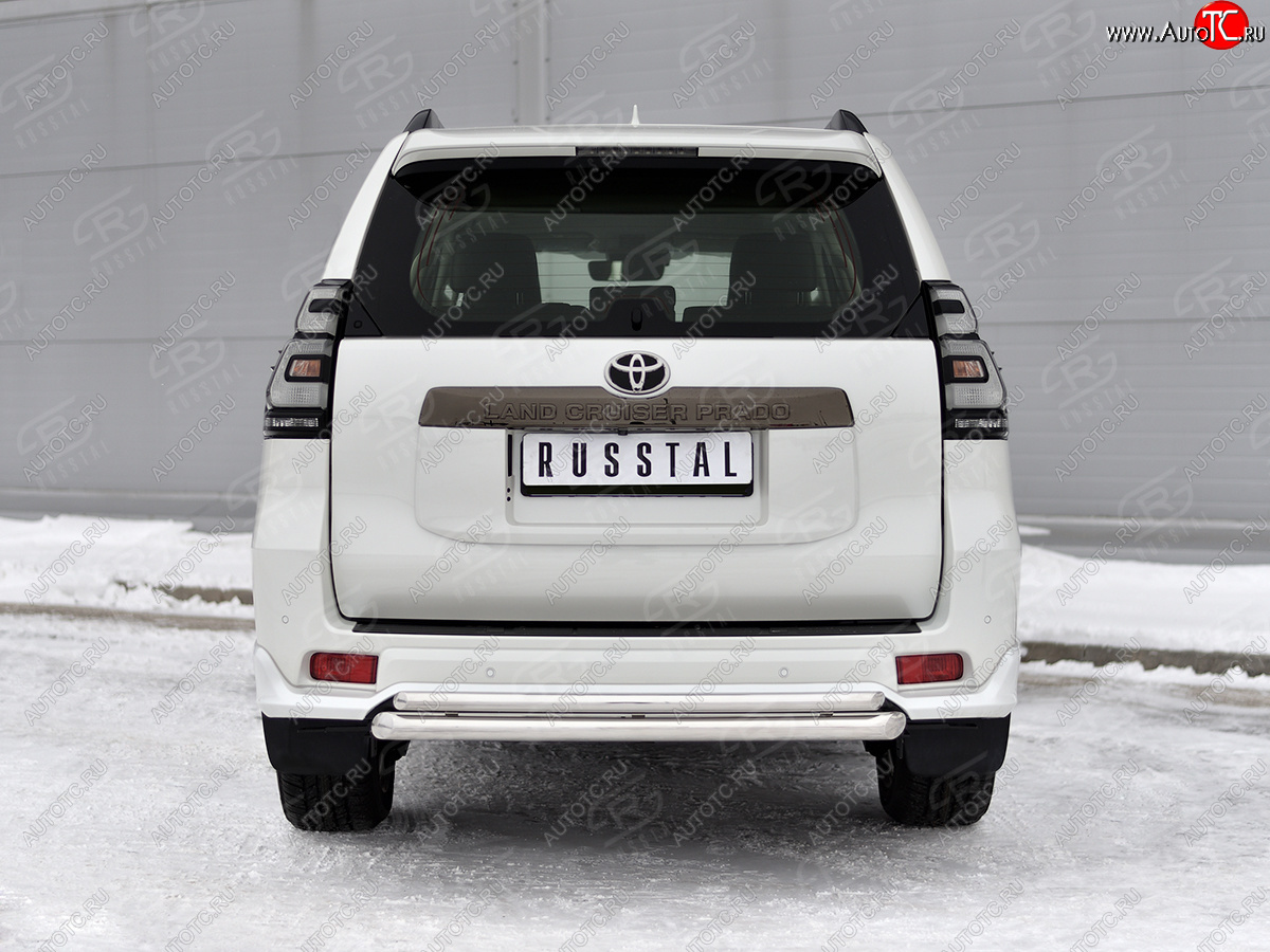 16 349 р. Защита заднего бампера (2 трубы Ø63 и 42 мм, нержавейка, BLACK ONYX) SLITKOFF  Toyota Land Cruiser Prado  J150 (2020-2025) 3-ий рестайлинг  с доставкой в г. Майкоп