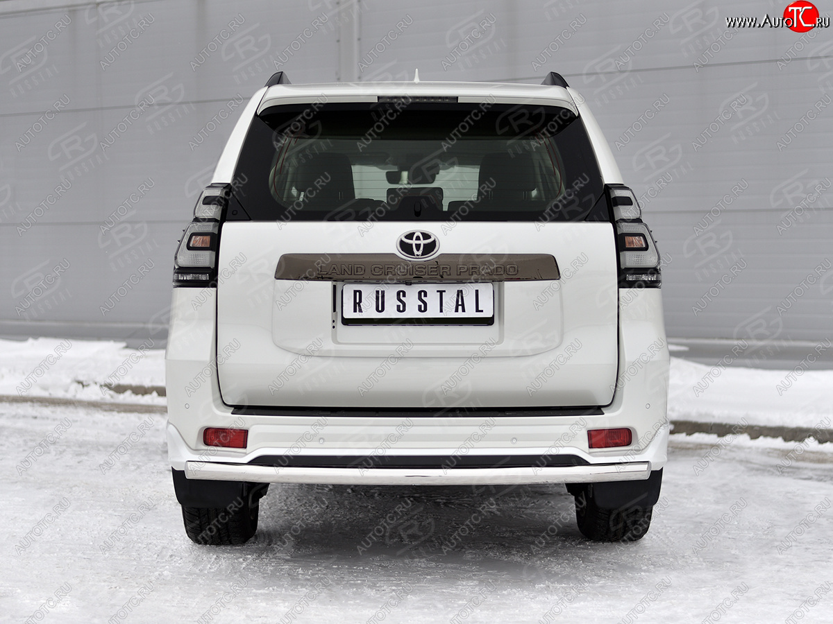 14 749 р. Защита заднего бампера (Ø63 мм укороченная, нержавейка, BLACK ONYX) SLITKOFF  Toyota Land Cruiser Prado  J150 (2020-2025) 3-ий рестайлинг  с доставкой в г. Майкоп
