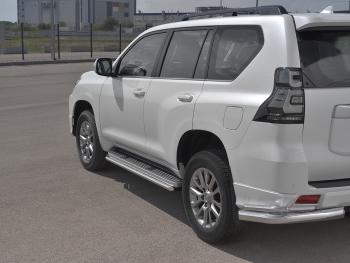 14 899 р. Защита порогов (Ø42 мм, BLACK ONYX) SLITKOFF  Toyota Land Cruiser Prado  J150 (2020-2025) 3-ий рестайлинг (полированная нержавейка)  с доставкой в г. Майкоп. Увеличить фотографию 2