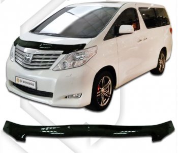 3 079 р. Дефлектор капота CA-Plastiс Toyota Alphard H20 дорестайлинг (2008-2011) (серия Classic черный, Без надписи)  с доставкой в г. Майкоп. Увеличить фотографию 2