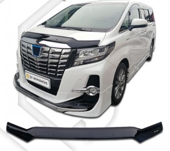 1 999 р. Дефлектор капота CA-Plastiс  Toyota Alphard  H30 (2015-2018) дорестайлинг (серия Classic черный, Без надписи)  с доставкой в г. Майкоп. Увеличить фотографию 2