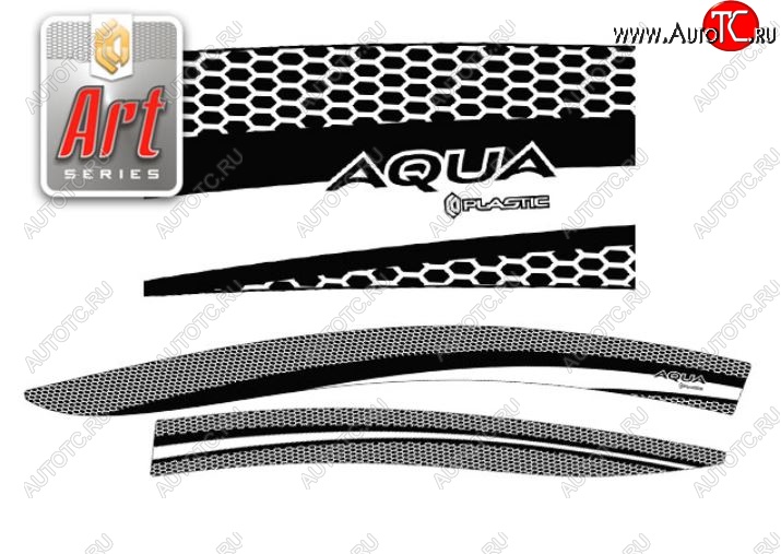 2 199 р. Дефлектора окон CA-Plastic  Toyota Aqua  P10 (2011-2021) дорестайлинг, 1-ый рестайлинг, 2-ой рестайлинг (Серия Art белая, Без хром.молдинга)  с доставкой в г. Майкоп