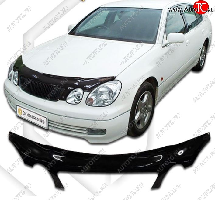 2 599 р. Дефлектор капота CA-Plastiс exclusive Toyota Aristo S160 дорестайлинг (1997-2001) (Classic черный, Без надписи)  с доставкой в г. Майкоп