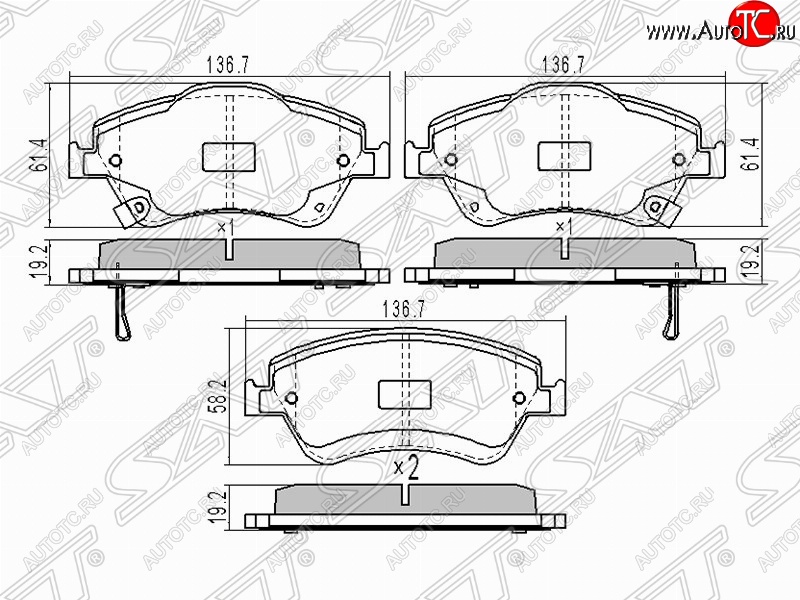 1 299 р. Колодки тормозные (передние) SAT Toyota Corolla E150 седан рестайлинг (2009-2013)  с доставкой в г. Майкоп