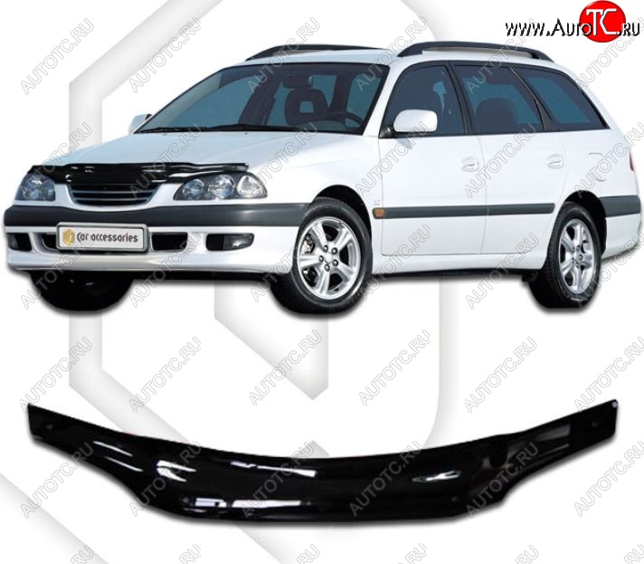 1 999 р. Дефлектор капота CA-Plastic Toyota Avensis T220 седан дорестайлинг (1997-2001) (Classic черный, Без надписи)  с доставкой в г. Майкоп