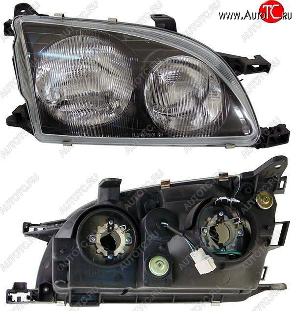 3 299 р. Правая фара SAT (чёрная) Toyota Avensis T220 седан дорестайлинг (1997-2001)  с доставкой в г. Майкоп