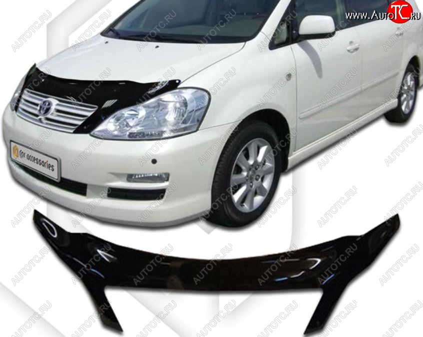 2 599 р. Дефлектор капота CA-Plastiс exclusive Toyota Avensis Verso MPV (2001-2010) (Classic черный, Без надписи)  с доставкой в г. Майкоп