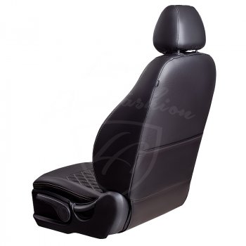 9 449 р. Чехлы для сидений Lord Autofashion Турин Ромб (экокожа) Toyota Avensis T250 седан дорестайлинг (2003-2006) (Черный, вставка черная, строчка бежевая)  с доставкой в г. Майкоп. Увеличить фотографию 3