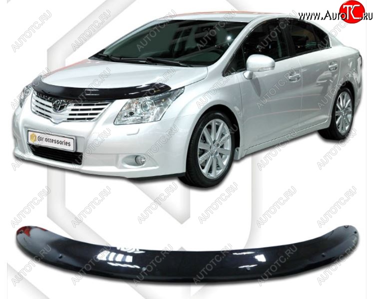 2 199 р. Дефлектор капота CA-Plastiс  Toyota Avensis ( T270 седан,  T270 универсал) (2008-2015) дорестайлинг, 1-ый рестайлинг (Classic черный, Без надписи)  с доставкой в г. Майкоп