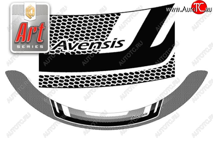2 479 р. Дефлектор капота CA-Plastiс  Toyota Avensis ( T270 седан,  T270 универсал) (2008-2015) дорестайлинг, 1-ый рестайлинг (Серия Art черная)  с доставкой в г. Майкоп