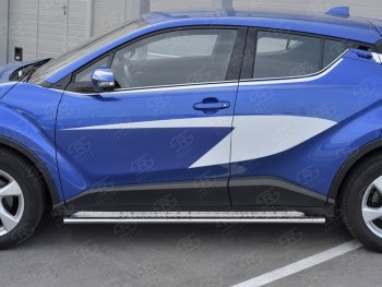 16 649 р. Пороги труба 75х42 Russtal (овал с проступью) Toyota C-HR NGX10, ZGX10 дорестайлинг (2016-2019)  с доставкой в г. Майкоп. Увеличить фотографию 2