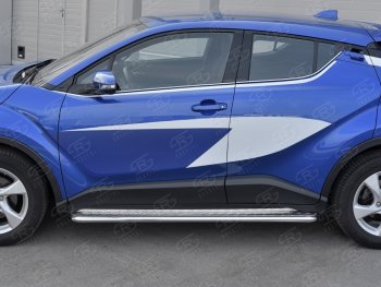 77 999 р. Пороги труба d42 с листом Russtal Toyota C-HR NGX10, ZGX10 дорестайлинг (2016-2019) (Лист алюм, проф. нерж)  с доставкой в г. Майкоп. Увеличить фотографию 2