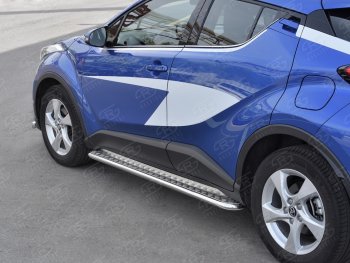 77 999 р. Пороги труба d42 с листом Russtal Toyota C-HR NGX10, ZGX10 дорестайлинг (2016-2019) (Лист алюм, проф. нерж)  с доставкой в г. Майкоп. Увеличить фотографию 3