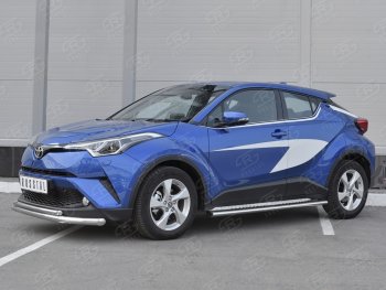 17 699 р. Защита переднего бампера (2 трубы Ø63 и 42 мм, нержавейка) SLITKOFF Toyota C-HR NGX10, ZGX10 дорестайлинг (2016-2019)  с доставкой в г. Майкоп. Увеличить фотографию 2