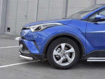 17 699 р. Защита переднего бампера (2 трубы Ø63 и 42 мм, нержавейка) SLITKOFF Toyota C-HR NGX10, ZGX10 дорестайлинг (2016-2019)  с доставкой в г. Майкоп. Увеличить фотографию 3