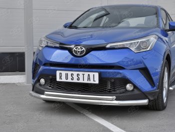 17 699 р. Защита переднего бампера (2 трубы Ø63 и 42 мм, нержавейка) SLITKOFF Toyota C-HR NGX10, ZGX10 дорестайлинг (2016-2019)  с доставкой в г. Майкоп. Увеличить фотографию 4