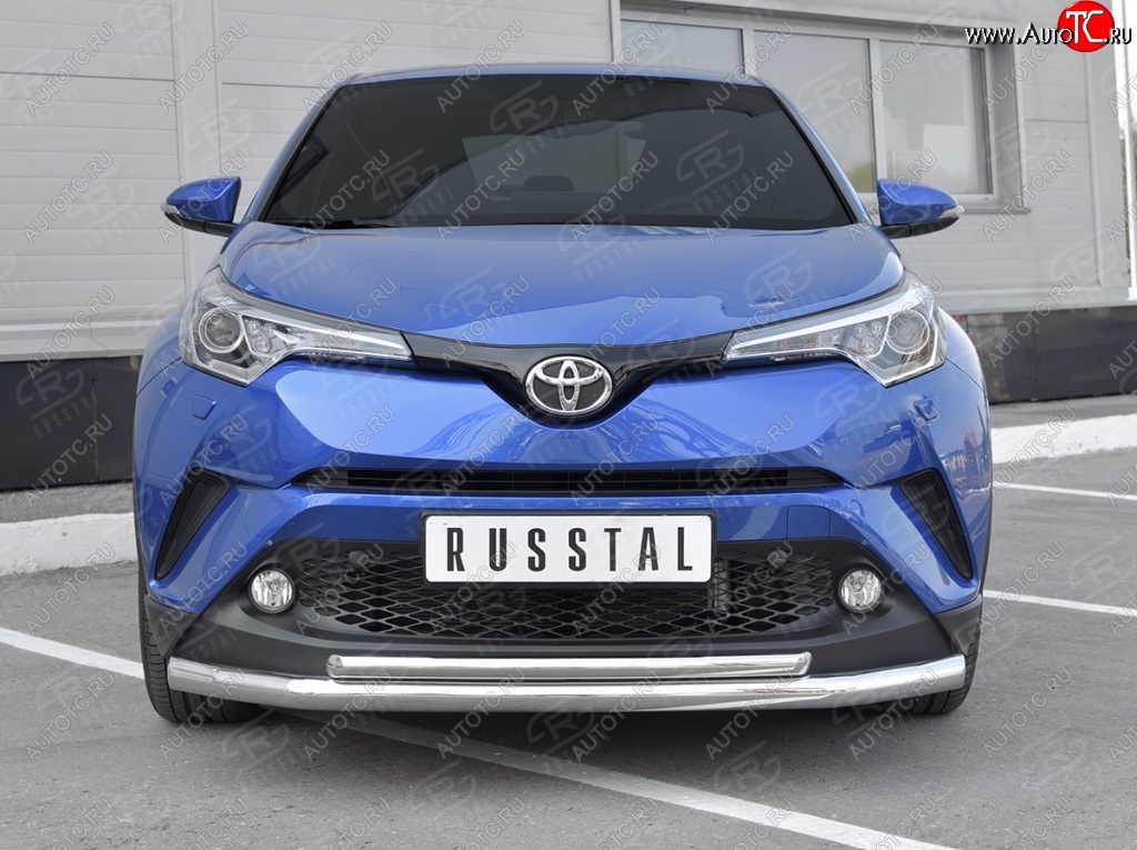 17 699 р. Защита переднего бампера (2 трубы Ø63 и 42 мм, нержавейка) SLITKOFF Toyota C-HR NGX10, ZGX10 дорестайлинг (2016-2019)  с доставкой в г. Майкоп