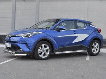 23 549 р. Защита переднего бампера (Ø63 мм с клыками, нержавейка) SLITKOFF Toyota C-HR NGX10, ZGX10 дорестайлинг (2016-2019)  с доставкой в г. Майкоп. Увеличить фотографию 2
