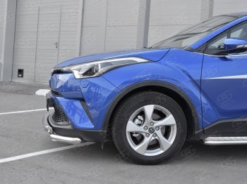 23 549 р. Защита переднего бампера (Ø63 мм с клыками, нержавейка) SLITKOFF Toyota C-HR NGX10, ZGX10 дорестайлинг (2016-2019)  с доставкой в г. Майкоп. Увеличить фотографию 3
