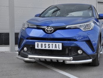 23 549 р. Защита переднего бампера (Ø63 мм с клыками, нержавейка) SLITKOFF Toyota C-HR NGX10, ZGX10 дорестайлинг (2016-2019)  с доставкой в г. Майкоп. Увеличить фотографию 4
