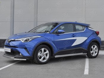 16 999 р. Защита переднего бампера (2 трубы Ø42 мм, нержавейка) SLITKOFF Toyota C-HR NGX10, ZGX10 дорестайлинг (2016-2019)  с доставкой в г. Майкоп. Увеличить фотографию 3