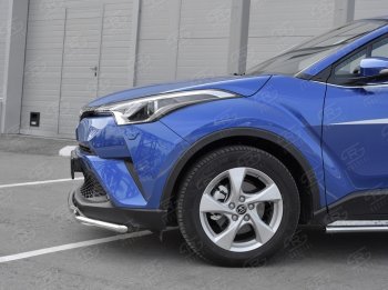 16 999 р. Защита переднего бампера (2 трубы Ø42 мм, нержавейка) SLITKOFF Toyota C-HR NGX10, ZGX10 дорестайлинг (2016-2019)  с доставкой в г. Майкоп. Увеличить фотографию 4