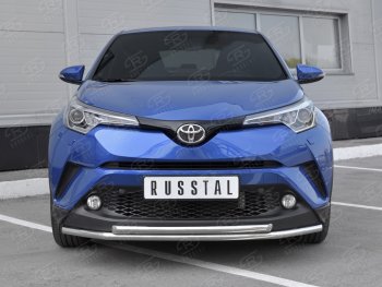 Защита переднего бампера (2 трубы Ø42 мм, нержавейка) SLITKOFF Toyota C-HR  NGX10, ZGX10 (2016-2019) дорестайлинг