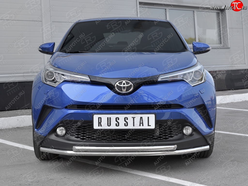 16 999 р. Защита переднего бампера (2 трубы Ø42 мм, нержавейка) SLITKOFF Toyota C-HR NGX10, ZGX10 дорестайлинг (2016-2019)  с доставкой в г. Майкоп