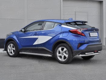 16 899 р. Защита заднего бампера d63/d42 SLITKOFF (дуги) Toyota C-HR NGX10, ZGX10 дорестайлинг (2016-2019)  с доставкой в г. Майкоп. Увеличить фотографию 2