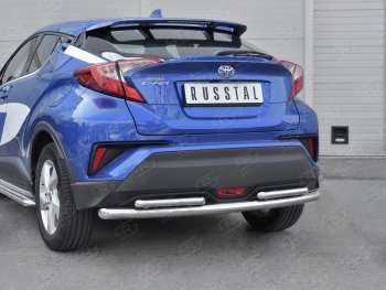 16 899 р. Защита заднего бампера d63/d42 SLITKOFF (дуги) Toyota C-HR NGX10, ZGX10 дорестайлинг (2016-2019)  с доставкой в г. Майкоп. Увеличить фотографию 4