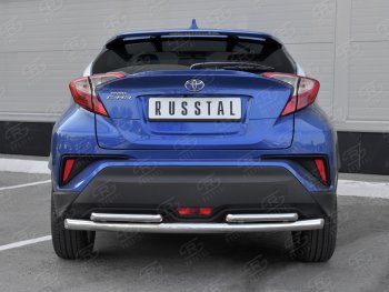 Защита заднего бампера d63/d42 SLITKOFF (дуги) Toyota C-HR  NGX10, ZGX10 (2016-2019) дорестайлинг