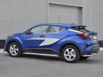 17 999 р. Защита заднего бампера (2 трубы Ø63 и 42 мм, нержавейка) SLITKOFF  Toyota C-HR  NGX10, ZGX10 (2016-2019) дорестайлинг  с доставкой в г. Майкоп. Увеличить фотографию 2