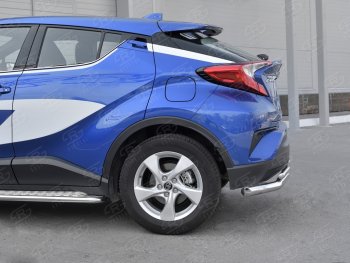 17 999 р. Защита заднего бампера (2 трубы Ø63 и 42 мм, нержавейка) SLITKOFF  Toyota C-HR  NGX10, ZGX10 (2016-2019) дорестайлинг  с доставкой в г. Майкоп. Увеличить фотографию 3
