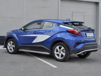 15 749 р. Защита заднего бампера (Ø42 мм волна, нержавейка) SLITKOFF  Toyota C-HR  NGX10, ZGX10 (2016-2019) дорестайлинг  с доставкой в г. Майкоп. Увеличить фотографию 2