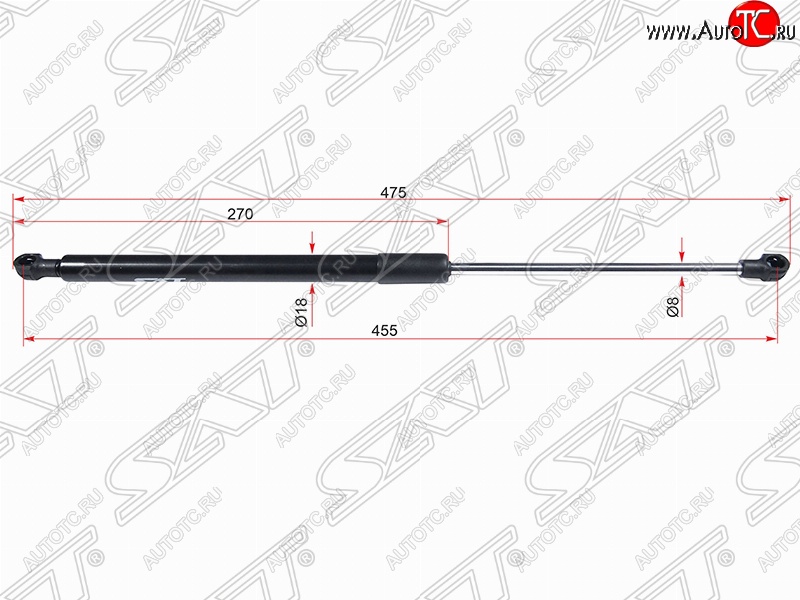 879 р. Правый газовый упор крышки багажника SAT Toyota Caldina T240 универсал дорестайлинг (2002-2004)  с доставкой в г. Майкоп