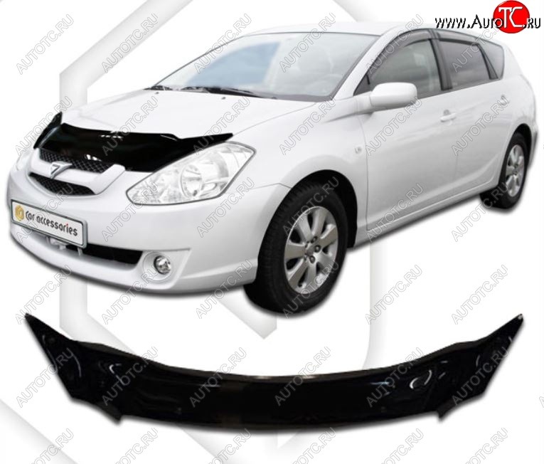 2 059 р. Дефлектор капота CA-Plastiс exclusive Toyota Caldina T240 универсал дорестайлинг (2002-2004) (серия Classic черный, Без надписи)  с доставкой в г. Майкоп