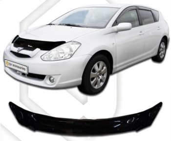 2 079 р. Дефлектор капота (Т241 Т246) CA-Plastiс Toyota Caldina T240 универсал дорестайлинг (2002-2004) (серия Classic черный, Без надписи)  с доставкой в г. Майкоп. Увеличить фотографию 2