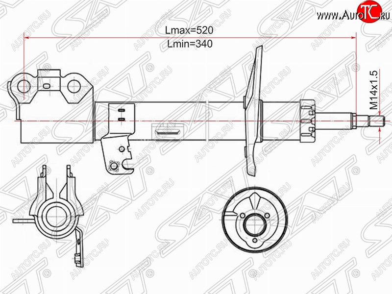 4 699 р. Левый амортизатор передний (2WD, 4WD) SAT Toyota Caldina T240 универсал дорестайлинг (2002-2004)  с доставкой в г. Майкоп