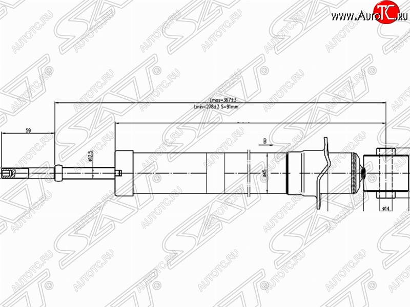 3 579 р. Амортизатор задний SAT (установка на левую или правую сторону)  Toyota Caldina  T240 (2002-2007) универсал дорестайлинг, универсал рестайлинг  с доставкой в г. Майкоп