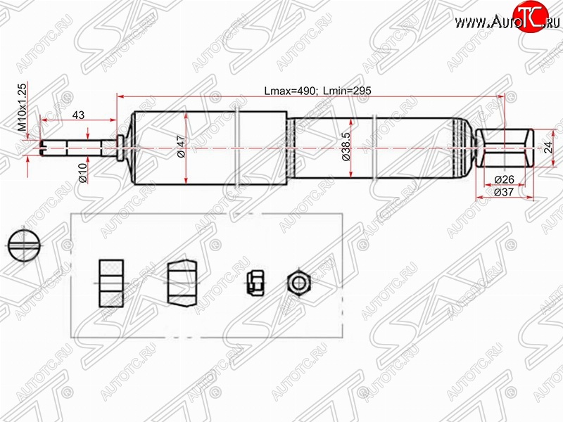 1 649 р. Амортизатор задний SAT Toyota Caldina T210 дорестайлинг универсал (1997-1999)  с доставкой в г. Майкоп