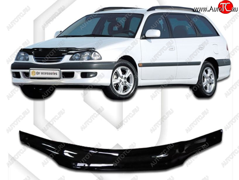 1 999 р. Дефлектор капота CA-Plastiс  Toyota Caldina  T210 (1997-1999) дорестайлинг универсал (Classic черный, Без надписи)  с доставкой в г. Майкоп
