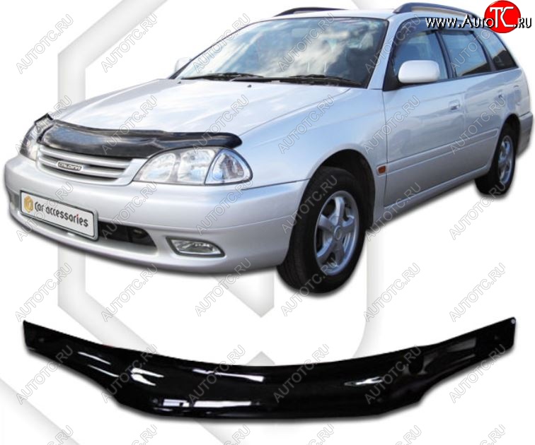1 999 р. Дефлектор капота (T215) CA-Plastiс  Toyota Caldina  T210 (2000-2002) рестайлинг универсал (Classic черный, Без надписи)  с доставкой в г. Майкоп