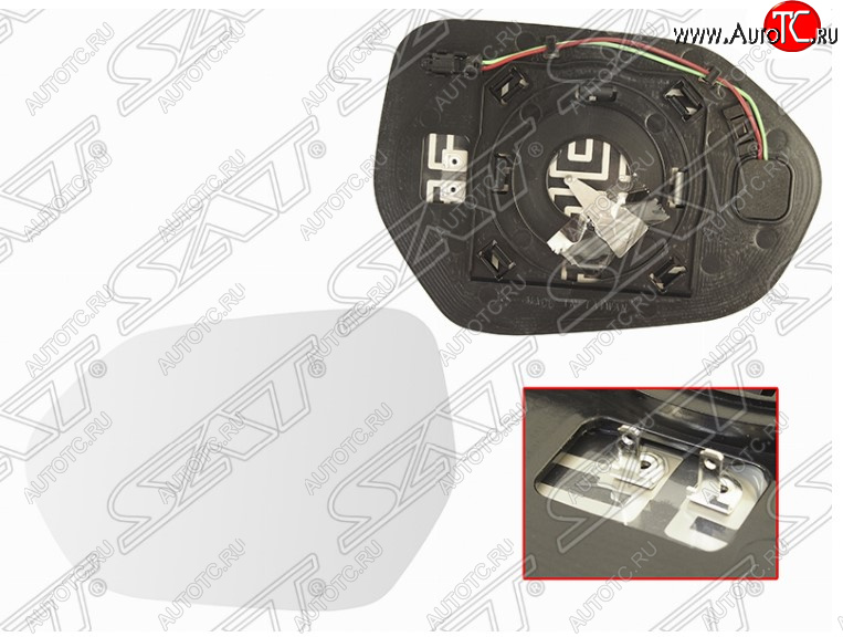 1 339 р. Левое полотно зеркала SAT (сферическое с обогревом, мёртвая зона) Toyota Camry XV70 дорестайлинг (2017-2021)  с доставкой в г. Майкоп