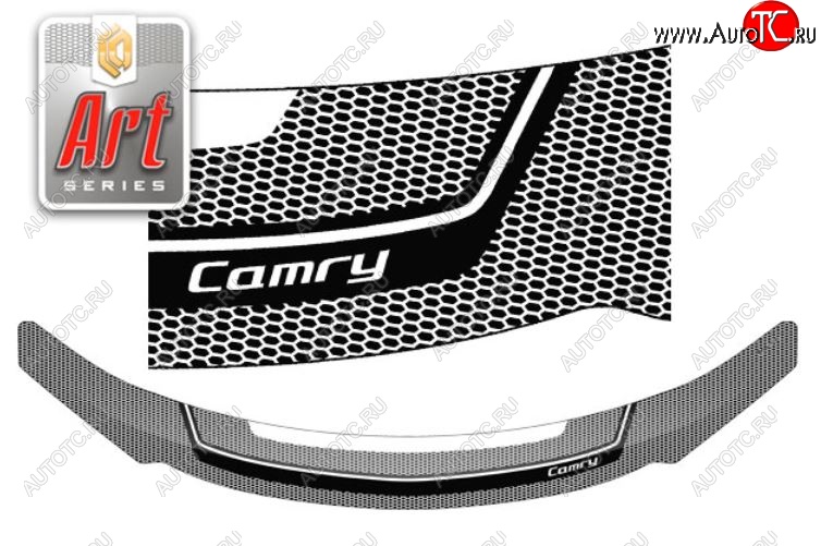 2 299 р. Дефлектор капота CA-Plastiс  Toyota Camry  XV55 (2014-2018) 1-ый рестайлинг, 2-ой рестайлинг (Серия Art черная)  с доставкой в г. Майкоп