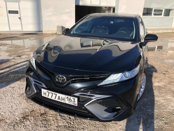 14 699 р. Накладка переднего бампера Yurol Toyota Camry XV70 дорестайлинг (2017-2021) (Неокрашенная)  с доставкой в г. Майкоп. Увеличить фотографию 3