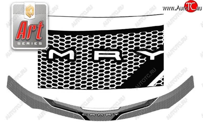 2 199 р. Дефлектор капота CA-Plastiс  Toyota Camry  XV70 (2017-2021) дорестайлинг (Серия Art белая)  с доставкой в г. Майкоп