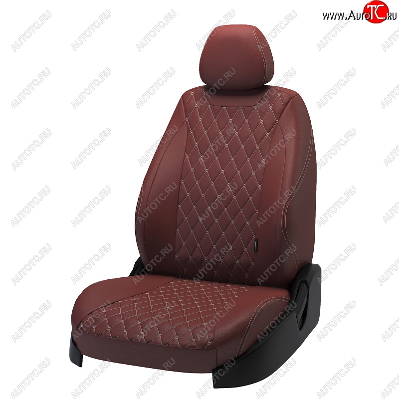 13 649 р. Чехлы для сидений Lord Autofashion Байрон (экокожа) Toyota Camry XV70 дорестайлинг (2017-2021) (Коричневый, вставка коричневая, строчка бежевая)  с доставкой в г. Майкоп